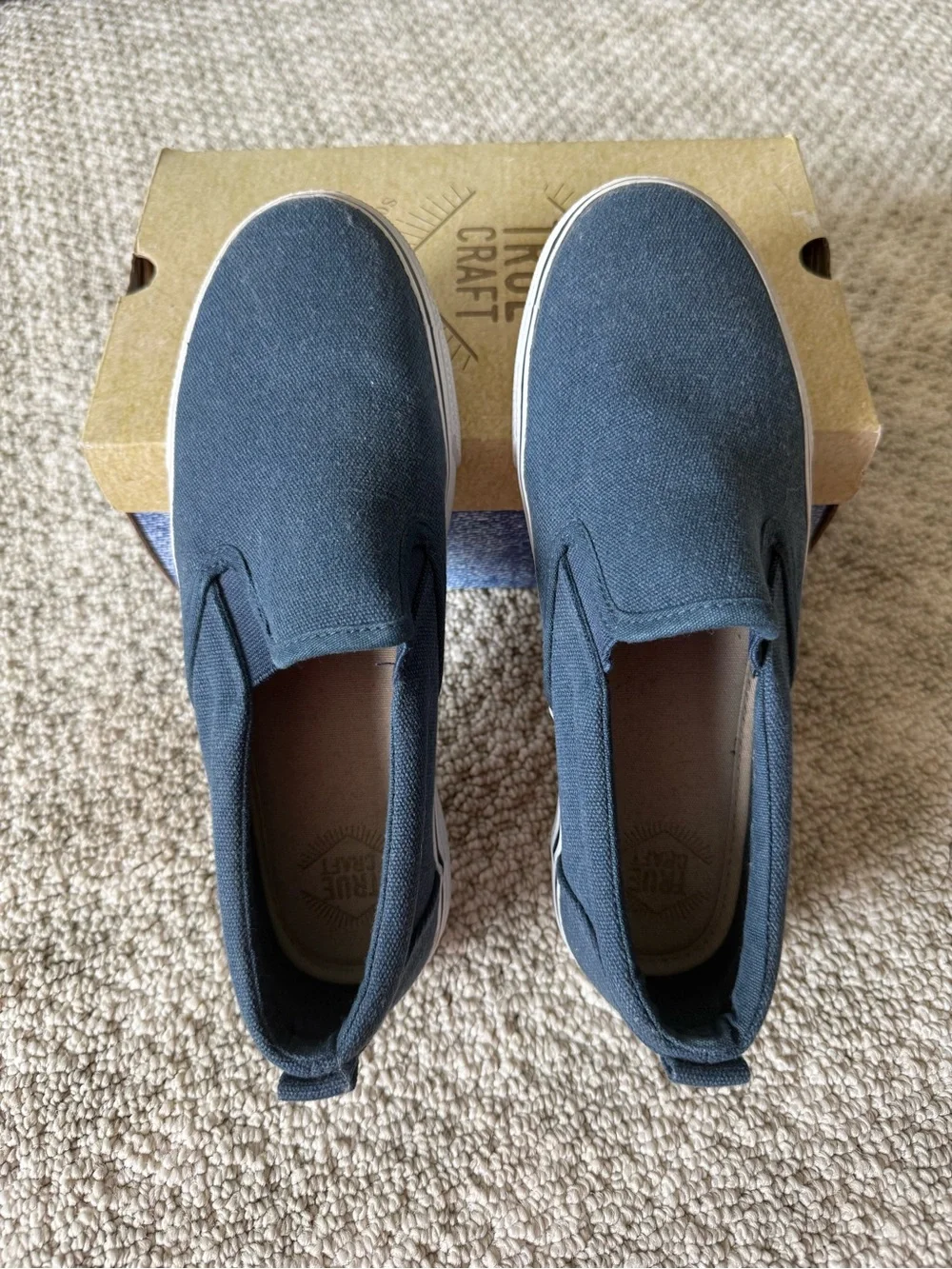 True Craft Navy Canvas Slip-On Flats